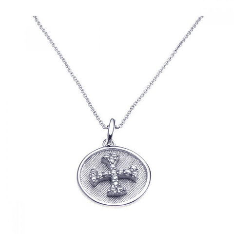 Sterling Silver Rhodium Plated Clear CZ Cross Pendant Necklace