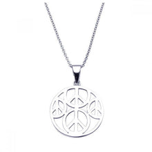 Load image into Gallery viewer, Sterling Silver Necklace with Plain Open Peace Sign Pendant