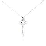 Sterling Silver Necklace with Lucky Clover Key Pendant