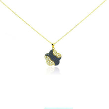 Load image into Gallery viewer, Sterling Silver Gold Plated Necklace with Two-Toned Small Flower Inlaid with Clear Czs Pendant