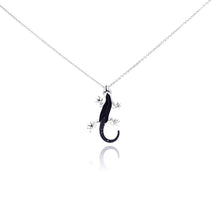 Load image into Gallery viewer, Sterling Silver Necklace with Fancy Black Lizard Inlaid with Black Czs Pendant