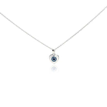 Load image into Gallery viewer, Sterling Silver Necklace with Small Blue Evil Eye Heart Pendant