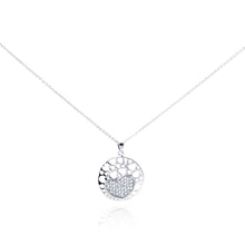 Load image into Gallery viewer, Sterling Silver Necklace with Fancy Disc Multi Heart Design Inlaid with Clear Czs Pendant
