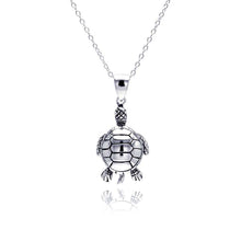 Load image into Gallery viewer, Sterling Silver Necklace with Modish High Polished Large Turtle Pendant