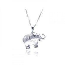 Load image into Gallery viewer, Sterling Silver Necklace with Fancy Elephant Inlaid with Clear Czs Pendant