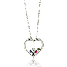 Load image into Gallery viewer, Sterling Silver Necklace with Heart Glass Pendant with Multi-Colored Czs InsideAnd Pendant Dimensions of 18.5MMx18.5MM