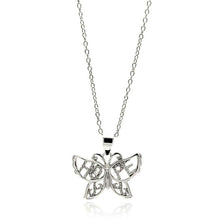 Load image into Gallery viewer, Sterling Silver Necklace with Fancy Butterfly with Word  Hope  Design Inlaid with Single Clear Cz PendantAnd Chain Length of 16 -18  AdjustableAnd Pendant Dimensions: 12MMx19MM