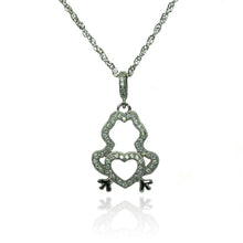 Load image into Gallery viewer, Sterling Silver Necklace with Stylish Micro Paved Frog and Heart Design PendantAnd Chain Length of 16 -18  AdjustableAnd PENdant Dimensions: 20MMx13.5MM