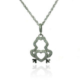 Sterling Silver Necklace with Stylish Micro Paved Frog and Heart Design PendantAnd Chain Length of 16 -18  AdjustableAnd PENdant Dimensions: 20MMx13.5MM