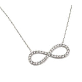 Sterling silver rhodium plated clear cz infinity pendant Necklace