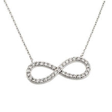 Load image into Gallery viewer, Sterling Silver Necklace with Modish Paved Czs Infinity PendantAnd Chain Length of 16 -18  AdjustableAnd Pendant Dimensions: 22.6MMx10.7MM