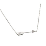 High Polished Sterling Silver Rhodium Plated Arrow Necklace with Small Round CZ StonesAnd Chain Length of 16  Plus 2  Extension