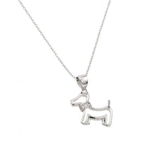Load image into Gallery viewer, Sterling Silver Necklace with Dog Inlaid with Clear Czs PendantAnd Chain Length of 18  AdjustableAnd Pendant Dimensions: 17.8MMx19MM