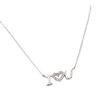Load image into Gallery viewer, Sterling Silver Necklace with Stylish  I Heart U  Inlaid with Clear Czs PendantAnd Chain Length of 18  AdjustableAnd Pendant Dimensions: 8.4MMx22.2MM