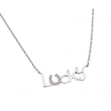Sterling SilverRhodium Plated Clear CZ Lucky Necklace