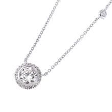 Load image into Gallery viewer, Sterling Silver Nickel Free Rhodium Plated Round Cut CZ Stone Necklace with Clear Small CZ Stones OutlineAnd Lobster Claw ClaspAnd and Chain Length of 16   2  Extension