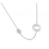 Sterling Silver Rhodium Plated Clear CZ Hand Cutout Pendant Necklace