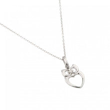Load image into Gallery viewer, Sterling Silver Rhodium Plated High Polished Open Owl Design NecklaceAnd Chain Length of 16  Plus 2  Extension
