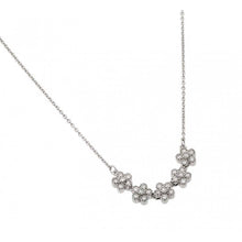 Load image into Gallery viewer, Rhodium Plated Sterling Silver Fashionable Cluster Flowers Necklace with Chain Length of 16  Plus 2  Extension