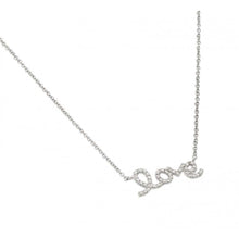 Load image into Gallery viewer, Rhodium Plated Sterling Silver Cursive Love Necklace with Chain Length of 16  Plus 2  Extension