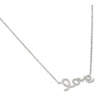 Rhodium Plated Sterling Silver Cursive Love Necklace with Chain Length of 16  Plus 2  Extension
