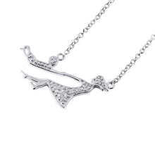 Load image into Gallery viewer, Sterling Silver Rhodium Plated Elegant Mother and Child Necklace With Clear CZ StonesAnd Adjustable Length of 16-18 inches