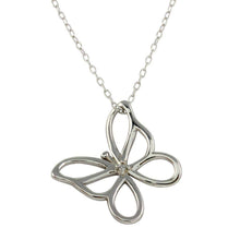 Load image into Gallery viewer, Sterling Silver Rhodium Plated Open Butterfly Necklace