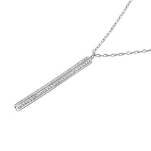 Load image into Gallery viewer, Sterling Silver Rhodium Plated Vertical Bar Necklace with Clear CZ StonesAnd Spring Ring Clasp and Chain Length of 16  Plus 2  Extension
