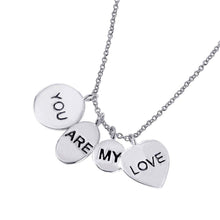 Load image into Gallery viewer, Rhodium Plated Sterling Silver You Are My Love Engraved NecklaceAnd Adjustable Chain Length of 16-18 Inches