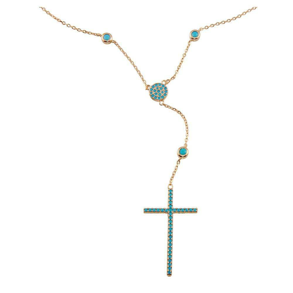 Sterling Silver Rose Gold Plated Rosary Necklace