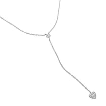 Load image into Gallery viewer, Sterling Silver Rhodium Plated Star And Heart Drop CZ Necklace