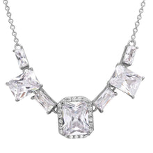 Load image into Gallery viewer, Sterling Silver Rhodium Plated Square Halo Center 7 CZ Necklace