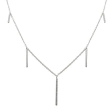 Load image into Gallery viewer, Sterling Silver Rhodium Plated CZ Hanging Bars Necklace
