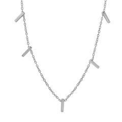 Sterling Silver Rhodium Plated Small Multi Bar Necklace