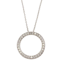 Load image into Gallery viewer, Sterling Silver Rhodium Plated Circle Pendant Necklace with CZ