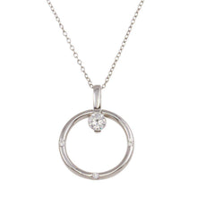 Load image into Gallery viewer, Sterling Silver Rhodium Plated Ring Necklace with CZ