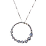 Sterling Silver Rhodium Plated Circle .925 Pendant with Graduated CZ