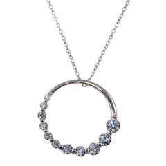 Sterling Silver Rhodium Plated Circle .925 Pendant with Graduated CZ