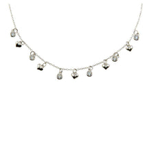 Load image into Gallery viewer, Sterling Silver Rhodium Plated Mini Heart and CZ Charm Necklace