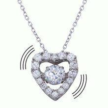 Load image into Gallery viewer, Sterling Silver Rhodium Plated Open Heart CZ Pendant Necklace with CZ
