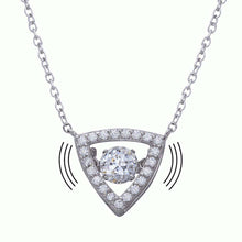 Load image into Gallery viewer, Sterling Silver Rhodium Plated Open Triangle Pendant Necklace with CZ