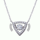 Sterling Silver Rhodium Plated Open Triangle Pendant Necklace with CZ