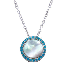 Load image into Gallery viewer, Sterling Silver Rhodium Plated Curved Bar Pendant Necklace with CZ