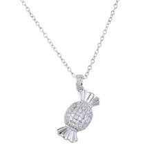Load image into Gallery viewer, Sterling Silver Rhodium Plated Candy Pendant Necklace with CZ