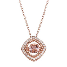 Load image into Gallery viewer, Sterling Silver Rhodium Plated Open Square Necklace with Dancing CZ