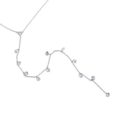 Sterling Silver Rhodium Plated Drop CZ Necklace