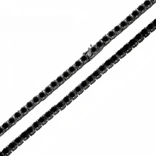 Load image into Gallery viewer, Sterling Silver Black Rhodium Plated Round Black CZ Tennis Necklace-4mm