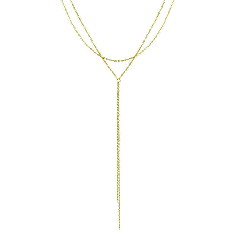 Sterling Silver Gold Plated Dangling Chain Necklace