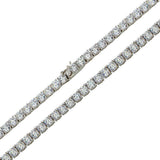 Sterling Silver Rhodium Plated 5mm Round CZ Link Chains
