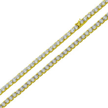 Load image into Gallery viewer, Sterling Silver  Gold Plated Round CZ Link Chains